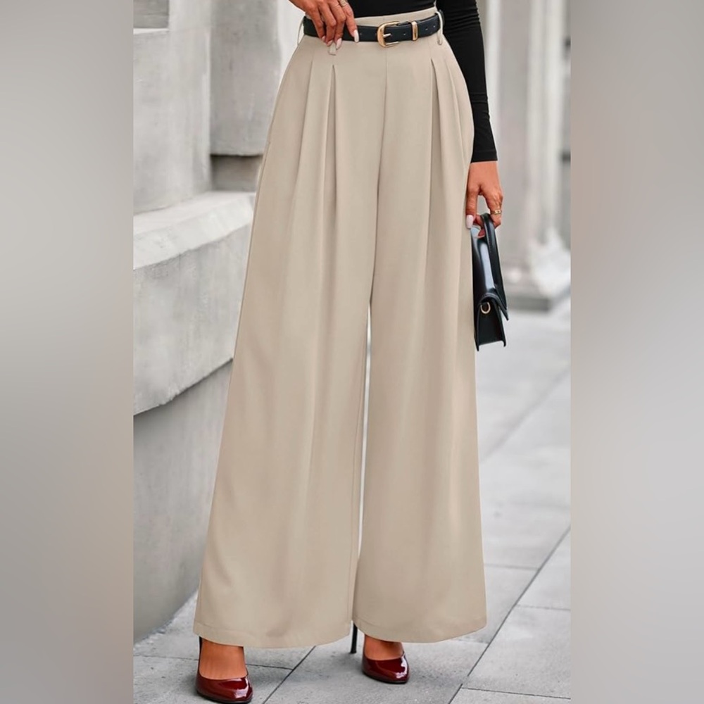 NWT PRETTYGARDEN Wide Leg Palazzo Trousers High Elastic Waist size M